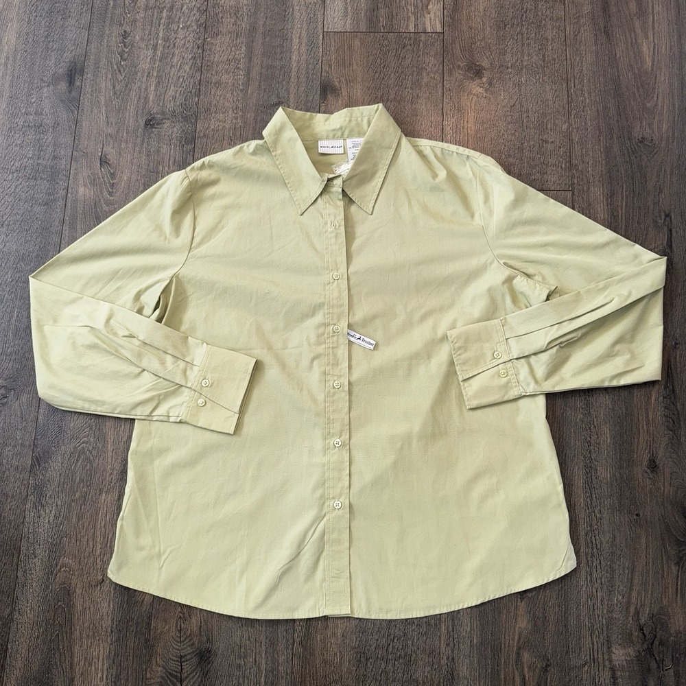 White Stag Women's XL Long Sleeves Button Down Shirt Light Green Work Office